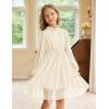Arshiner Girls Dress Long Sleeve Swiss Dot Ruffle Collar Flowy A-Line Party Dress for Kids 5-13Y(Beige)