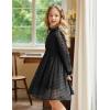 Arshiner Girls Dress Long Sleeve Swiss Dot Ruffle Collar Flowy A-Line Party Dress for Kids 5-13Y(Black)