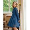 Arshiner Girls Dress Long Sleeve Swiss Dot Ruffle Collar Flowy A-Line Party Dress for Kids 5-13Y(Blue)