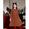 Arshiner Girls Dress Long Sleeve Swiss Dot Ruffle Collar Flowy A-Line Party Dress for Kids 5-13Y(Caramel)