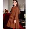 Arshiner Girls Dress Long Sleeve Swiss Dot Ruffle Collar Flowy A-Line Party Dress for Kids 5-13Y(Caramel)