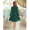 Arshiner Girls Dress Long Sleeve Swiss Dot Ruffle Collar Flowy A-Line Party Dress for Kids 5-13Y(Dark Green)