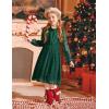 Arshiner Girls Dress Long Sleeve Swiss Dot Ruffle Collar Flowy A-Line Party Dress for Kids 5-13Y(Dark Green)