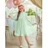 Arshiner Girls Dress Long Sleeve Swiss Dot Ruffle Collar Flowy A-Line Party Dress for Kids 5-13Y(Light Green)