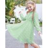 Arshiner Girls Dress Long Sleeve Swiss Dot Ruffle Collar Flowy A-Line Party Dress for Kids 5-13Y(Light Green)