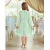 Arshiner Girls Dress Long Sleeve Swiss Dot Ruffle Collar Flowy A-Line Party Dress for Kids 5-13Y(Light Green)