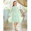 Arshiner Girls Dress Long Sleeve Swiss Dot Ruffle Collar Flowy A-Line Party Dress for Kids 5-13Y(Light Green)