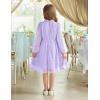 Arshiner Girls Dress Long Sleeve Swiss Dot Ruffle Collar Flowy A-Line Party Dress for Kids 5-13Y(Purple)