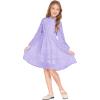 Arshiner Girls Dress Long Sleeve Swiss Dot Ruffle Collar Flowy A-Line Party Dress for Kids 5-13Y(Purple)