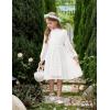 Arshiner Girls Dress Long Sleeve Swiss Dot Ruffle Collar Flowy A-Line Party Dress for Kids 5-13Y(White)