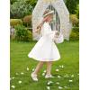 Arshiner Girls Dress Long Sleeve Swiss Dot Ruffle Collar Flowy A-Line Party Dress for Kids 5-13Y(White)