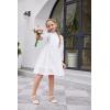 Arshiner Girls Dress Long Sleeve Swiss Dot Ruffle Collar Flowy A-Line Party Dress for Kids 5-13Y(White)