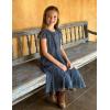 Arshiner Girls Girly Dress Swiss Dot Ruffle Short Sleeve Twirly Cute Dresses for 5-12 Years Old(Dark Blue)