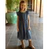 Arshiner Girls Girly Dress Swiss Dot Ruffle Short Sleeve Twirly Cute Dresses for 5-12 Years Old(Dark Blue)