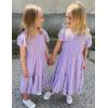 Arshiner Girls Girly Dress Swiss Dot Ruffle Short Sleeve Twirly Cute Dresses for 5-12 Years Old(Lavender)