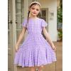 Arshiner Girls Girly Dress Swiss Dot Ruffle Short Sleeve Twirly Cute Dresses for 5-12 Years Old(Lavender)