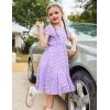 Arshiner Girls Girly Dress Swiss Dot Ruffle Short Sleeve Twirly Cute Dresses for 5-12 Years Old(Lavender)