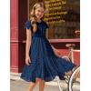 Arshiner Girls Girly Dress Swiss Dot Ruffle Short Sleeve Twirly Cute Dresses for 5-12 Years Old(Navy Blue)