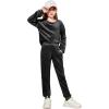 Arshiner Girls 2 Piece Outfit Sweatsuits Set Kids Velour Sweatshirts & Sweatpants Tracksuits Set for Girls(Black)