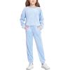 Arshiner Girls 2 Piece Outfit Sweatsuits Set Kids Velour Sweatshirts & Sweatpants Tracksuits Set for Girls(Blue)