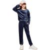 Arshiner Girls 2 Piece Outfit Sweatsuits Set Kids Velour Sweatshirts & Sweatpants Tracksuits Set for Girls(Blue Purple)