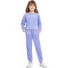 Arshiner Girls 2 Piece Outfit Sweatsuits Set Kids Velour Sweatshirts & Sweatpants Tracksuits Set for Girls(Purple)