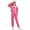 Arshiner Girls 2 Piece Outfit Sweatsuits Set Kids Velour Sweatshirts & Sweatpants Tracksuits Set for Girls(Rose Red)