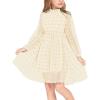 Arshiner Girls Dress Long Sleeve Swiss Dot Ruffle Collar Flowy A-Line Party Dress for Kids 5-13Y(Beige)