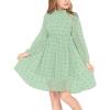 Arshiner Girls Dress Long Sleeve Swiss Dot Ruffle Collar Flowy A-Line Party Dress for Kids 5-13Y(Light Green)