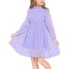 Arshiner Girls Dress Long Sleeve Swiss Dot Ruffle Collar Flowy A-Line Party Dress for Kids 5-13Y(Purple)