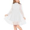 Arshiner Girls Dress Long Sleeve Swiss Dot Ruffle Collar Flowy A-Line Party Dress for Kids 5-13Y(White)