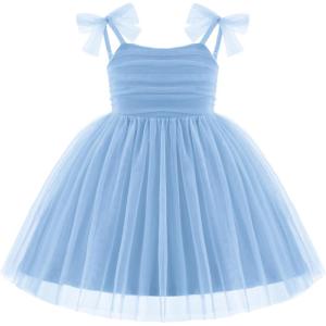 Arshiner Toddler Tutu Dress Girls Sleeveless Birthday Party Dresses Cute Princess Tulle Sundress for Kids 2-6Y(Light Blue)
