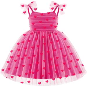 Arshiner Toddler Tutu Dress Girls Sleeveless Birthday Party Dresses Cute Princess Tulle Sundress for Kids 2-6Y(Pink Heart)