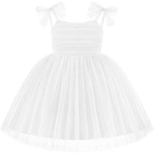 Arshiner Toddler Tutu Dress Girls Sleeveless Birthday Party Dresses Cute Princess Tulle Sundress for Kids 2-6Y(White)