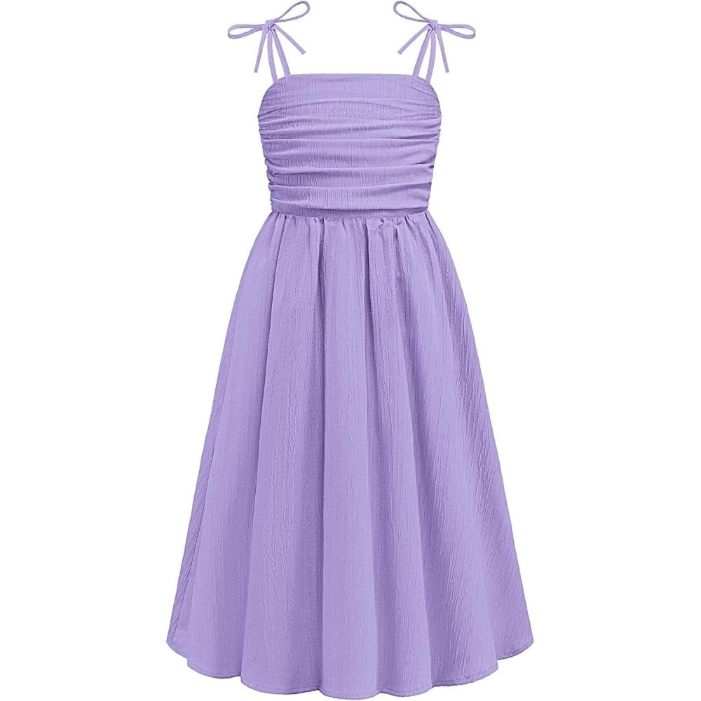 image:imageArshiner Girls Summer Dress Maxi Spaghetti Strap Ruched Flowy Beach Boho Casual Teen Girl Sundress 614 YearsLavender
