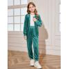 Arshiner 2 Piece Outfits for Girls Velour Tracksuit Hoodie and Jogger Set Sweatsuit Athletic Clothes Sets(Peacock Blue)
