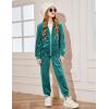 Arshiner 2 Piece Outfits for Girls Velour Tracksuit Hoodie and Jogger Set Sweatsuit Athletic Clothes Sets(Peacock Blue)