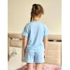 Arshiner Girls Pajamas Set Short Sleeve Sleepwear Summer Lounge Set Soft Pjs for Kids(Blue)