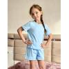 Arshiner Girls Pajamas Set Short Sleeve Sleepwear Summer Lounge Set Soft Pjs for Kids(Blue)