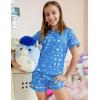 Arshiner Girls Pajamas Set Short Sleeve Sleepwear Summer Lounge Set Soft Pjs for Kids(Blue Star)