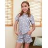 Arshiner Girls Pajamas Set Short Sleeve Sleepwear Summer Lounge Set Soft Pjs for Kids(Grey Star)