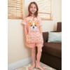 Arshiner Girls Pajamas Set Short Sleeve Sleepwear Summer Lounge Set Soft Pjs for Kids(Orange Pink Dog)