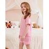 Arshiner Girls Pajamas Set Short Sleeve Sleepwear Summer Lounge Set Soft Pjs for Kids(Pink)