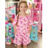 Arshiner Girls Pajamas Set Short Sleeve Sleepwear Summer Lounge Set Soft Pjs for Kids(Pink Bow)