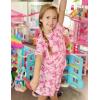 Arshiner Girls Pajamas Set Short Sleeve Sleepwear Summer Lounge Set Soft Pjs for Kids(Pink Bow)