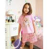 Arshiner Girls Pajamas Set Short Sleeve Sleepwear Summer Lounge Set Soft Pjs for Kids(Pink Dog)