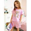 Arshiner Girls Pajamas Set Short Sleeve Sleepwear Summer Lounge Set Soft Pjs for Kids(Pink Dog)