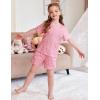 Arshiner Girls Pajamas Set Short Sleeve Sleepwear Summer Lounge Set Soft Pjs for Kids(Pink Dot)