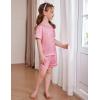 Arshiner Girls Pajamas Set Short Sleeve Sleepwear Summer Lounge Set Soft Pjs for Kids(Pink Dot)