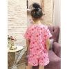 Arshiner Girls Pajamas Set Short Sleeve Sleepwear Summer Lounge Set Soft Pjs for Kids(Pink Smile Face)